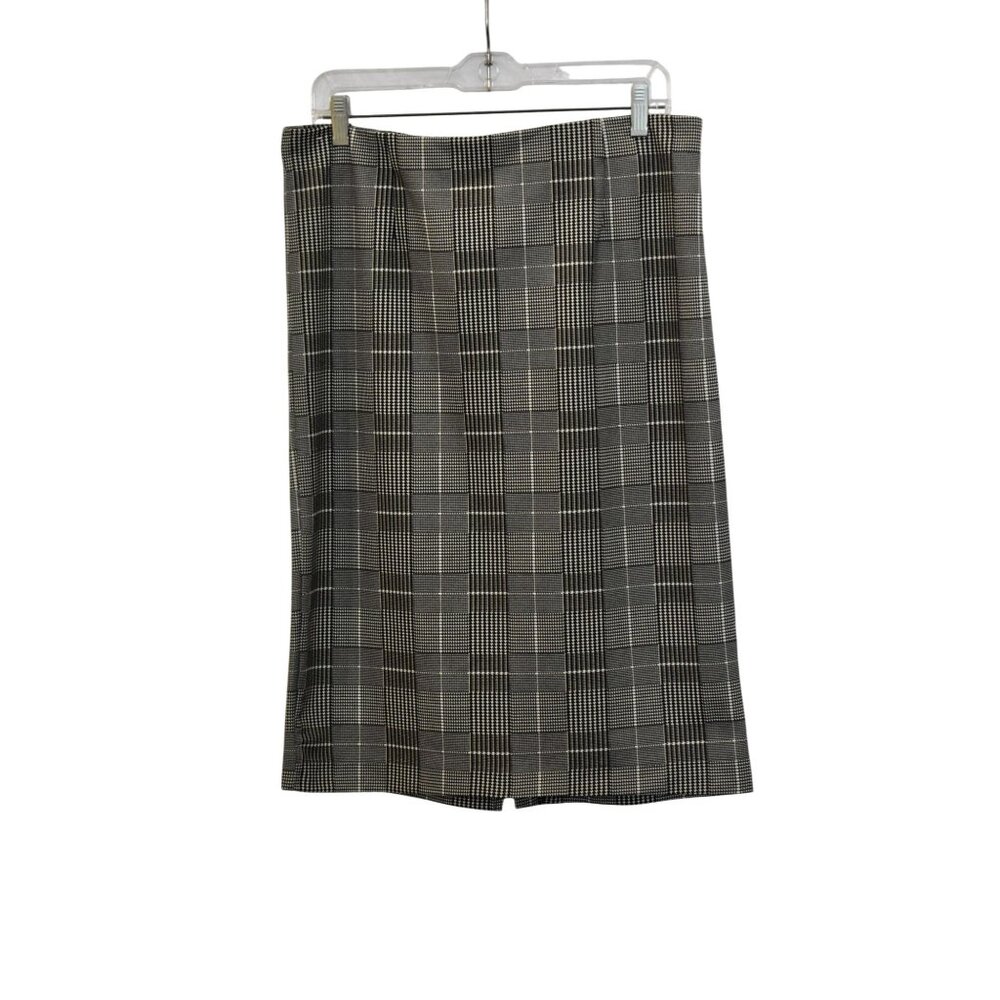 Women's One 5 One Black and White Plaid Stretch Pencil Skirt Size L
